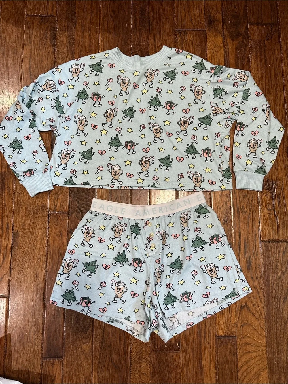 AE Festive Plush PJ Set Size Small
